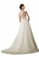 Online Avorio Abito da ballo Illusione Tulle Pizzo Abiti da sposa