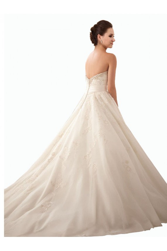 Online Avorio Abito da ballo Innamorato Raso Tulle Pizzo Abiti da sposa