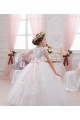 Online Avorio Abito da ballo Innamorato Tulle Pizzo Lunga Abiti da ragazza di fiori