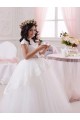 Online Avorio Abito da ballo Innamorato Tulle Pizzo Lunga Abiti da ragazza di fiori