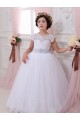 Online Avorio Abito da ballo Innamorato Tulle Pizzo Lunga Abiti da ragazza di fiori