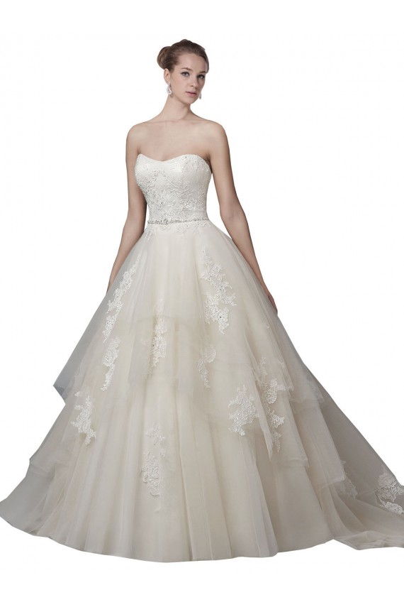 Online Avorio Abito da ballo Scoop Senza spalline Tulle Pizzo Abiti da sposa