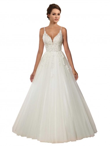 Online Avorio Abito da ballo Sottili Tulle Pizzo Boho Abiti da sposa