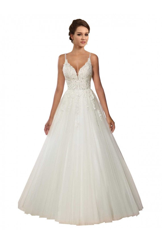 Online Avorio Abito da ballo Sottili Tulle Pizzo Boho Abiti da sposa