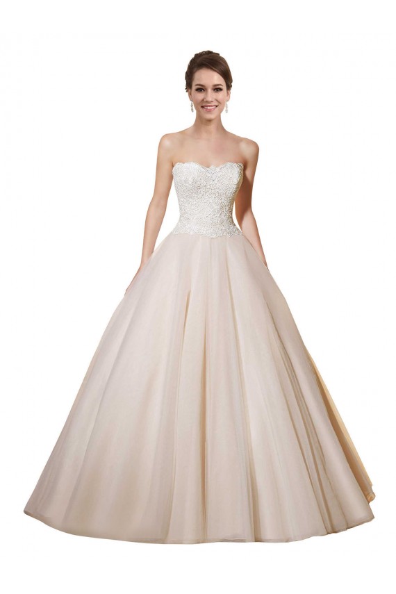 Online Avorio & Champagne Abito da ballo Innamorato Tulle Pizzo Abiti da sposa