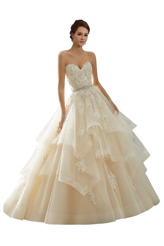Online Avorio & Champagne Abito da ballo Innamorato Tulle Pizzo Abiti da sposa