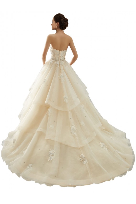 Online Avorio & Champagne Abito da ballo Innamorato Tulle Pizzo Abiti da sposa