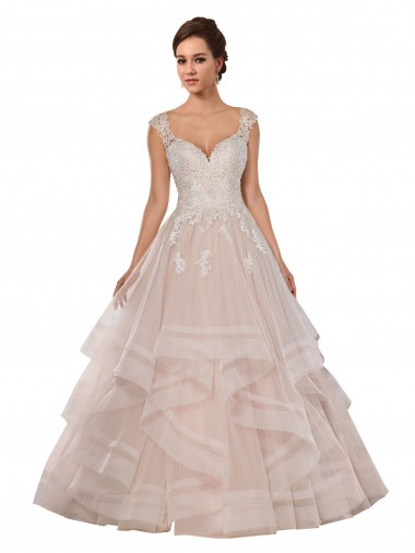 Online Avorio & Champagne Abito da ballo Innamorato Tulle Pizzo Abiti da sposa