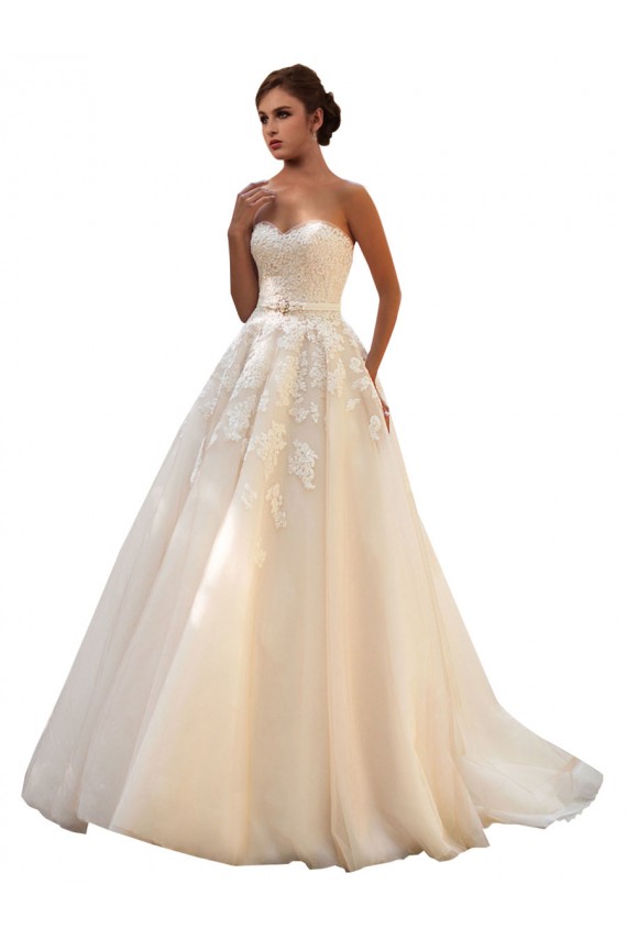 Online Avorio & Champagne Abito da ballo Innamorato Tulle Pizzo Abiti da sposa
