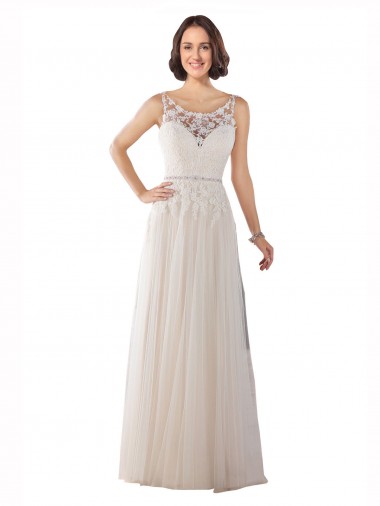 Online Avorio & Champagne Linea A Illusione Sweep treno Tulle Boho Abiti da sposa