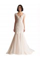 Online Avorio & Champagne Stile sirena Scollatura a V Sweep treno Tulle Abiti da sposa