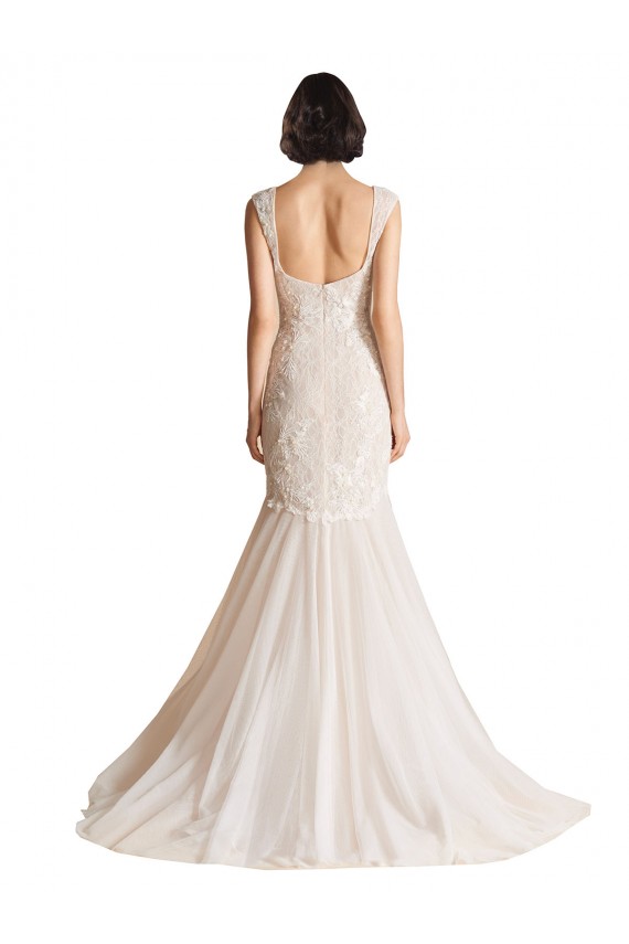 Online Avorio & Champagne Stile sirena Scollatura a V Sweep treno Tulle Abiti da sposa