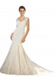 Online Avorio & Champagne Stile sirena Scollatura a V Tulle Pizzo Abiti da sposa