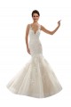 Online Avorio & Champagne Stile sirena Scollatura a V Tulle Pizzo Classico Abiti da sposa