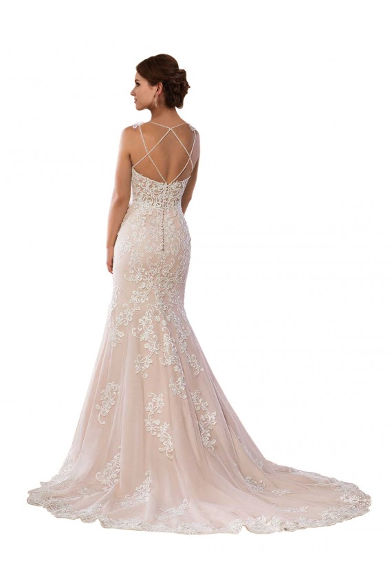 Online Avorio & Champagne Stile sirena Sottili Pizzo Boho Abiti da sposa