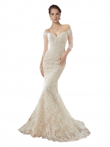 Online Avorio & Champagne Stile sirena Tulle Pizzo Abiti da sposa