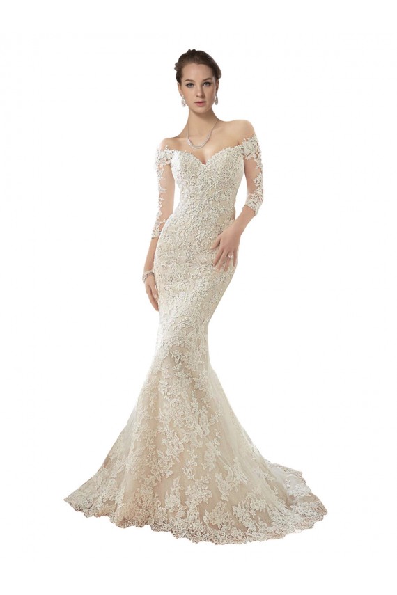 Online Avorio & Champagne Stile sirena Tulle Pizzo Abiti da sposa