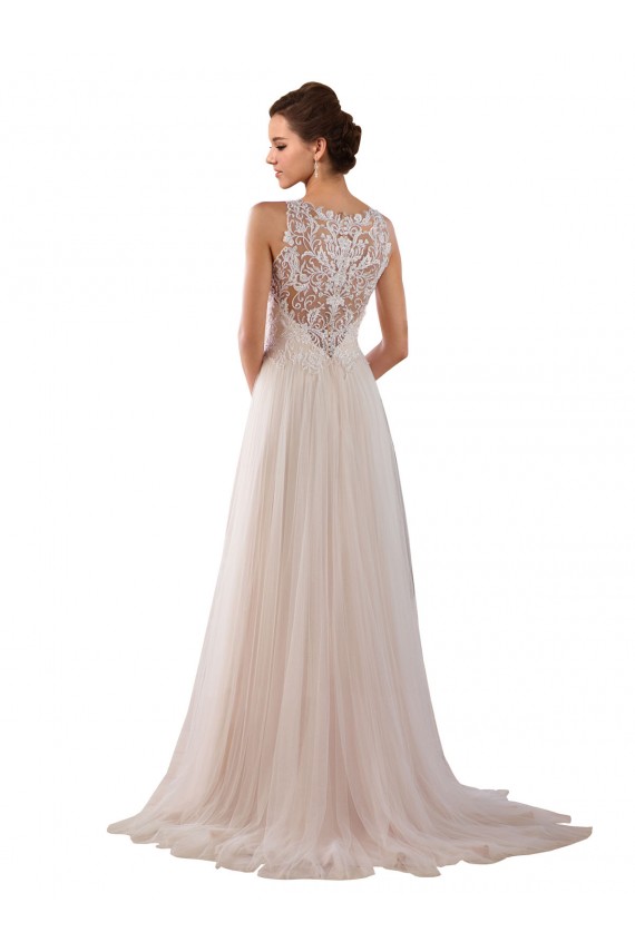 Online Avorio Linea A Alto Collo Tulle Pizzo Boho Abiti da sposa