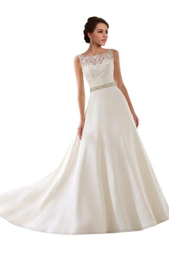 Online Avorio Linea A Illusione Pizzo Abiti da sposa