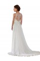 Online Avorio Linea A Illusione Sweep treno Chiffona Boho Abiti da sposa
