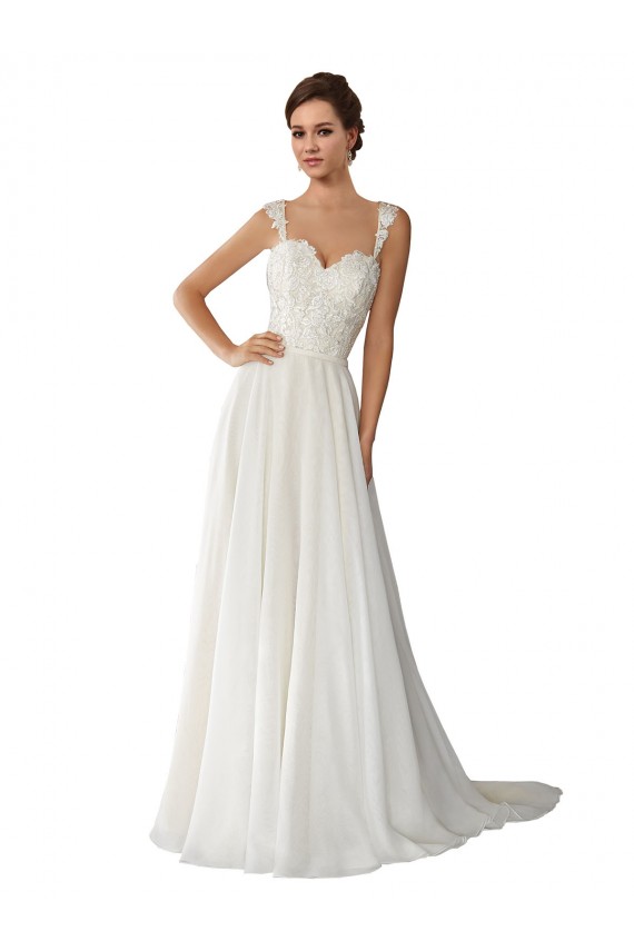 Online Avorio Linea A Innamorato Chiffona Pizzo Abiti da sposa