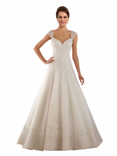 Online Avorio Linea A Innamorato Pizzo Abiti da sposa