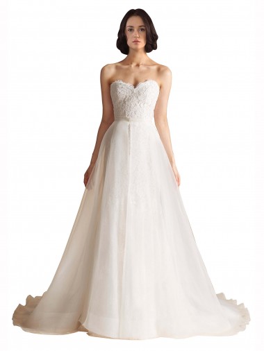 Online Avorio Linea A Innamorato Sweep treno Tulle Abiti da sposa