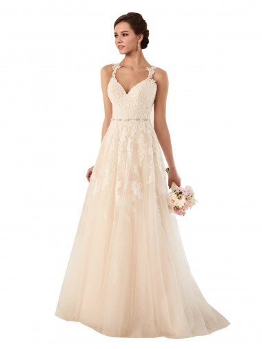 Online Avorio Linea A Innamorato Tulle Pizzo Abiti da sposa
