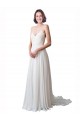 Online Avorio Linea A Sottili Scollatura a V Chiffona Pizzo Spiaggia Abiti da sposa