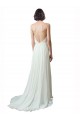 Online Avorio Linea A Sottili Scollatura a V Chiffona Pizzo Spiaggia Abiti da sposa
