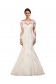 Online Avorio Stile sirena Barca Pizzo Abiti da sposa
