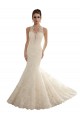 Online Avorio Stile sirena Illusione Pizzo Abiti da sposa