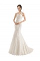 Online Avorio Stile sirena Illusione Pizzo Abiti da sposa