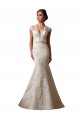 Online Avorio Stile sirena Illusione Scollatura a V Tulle Pizzo Abiti da sposa