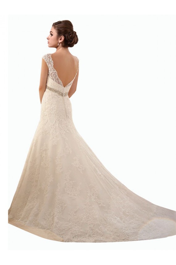 Online Avorio Stile sirena Illusione Tulle Pizzo Abiti da sposa