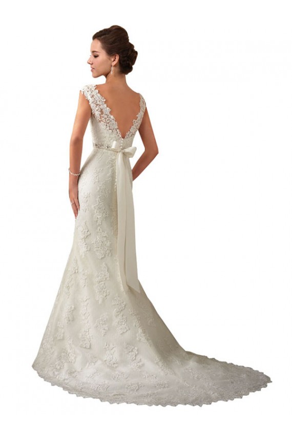 Online Avorio Stile sirena Illusione Tulle Pizzo Abiti da sposa