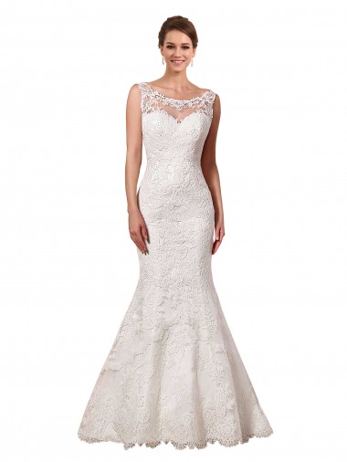 Online Avorio Stile sirena Innamorato Pizzo Abiti da sposa