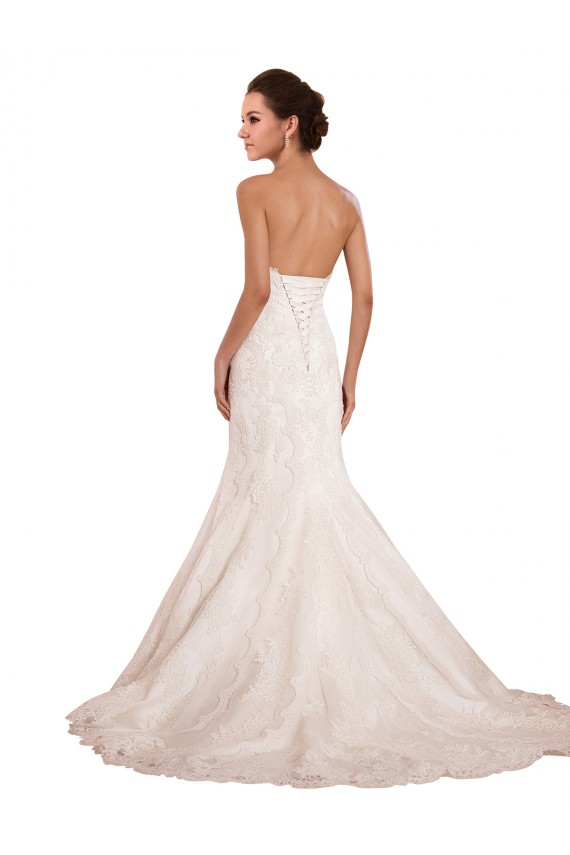 Online Avorio Stile sirena Innamorato Pizzo Abiti da sposa