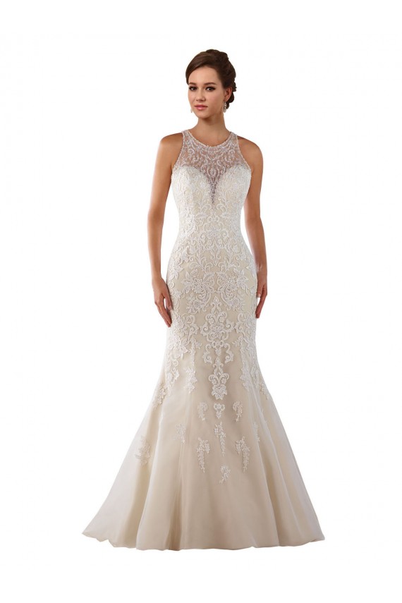 Online Avorio Stile sirena Innamorato Pizzo Abiti da sposa