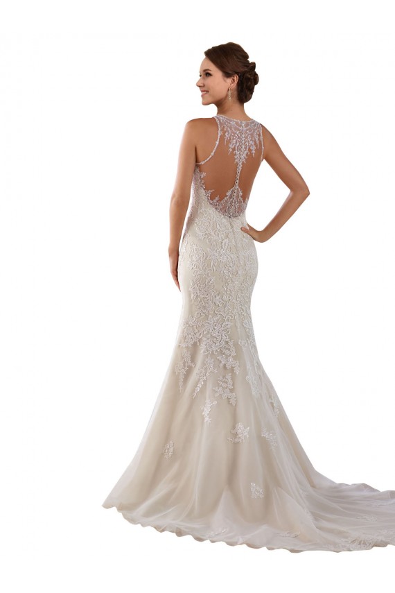 Online Avorio Stile sirena Innamorato Pizzo Abiti da sposa