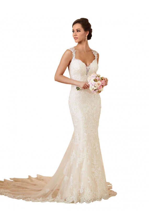 Online Avorio Stile sirena Innamorato Pizzo Abiti da sposa