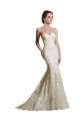 Online Avorio Stile sirena Innamorato Raso Pizzo Abiti da sposa