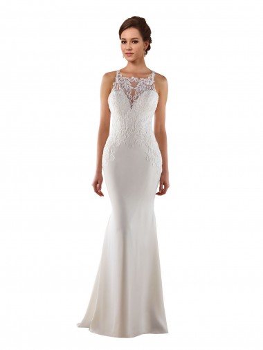 Online Avorio Stile sirena Innamorato Sweep treno Pizzo Crespo Elastico Abiti da sposa