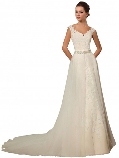 Online Avorio Stile sirena Innamorato Tulle Pizzo Abiti da sposa