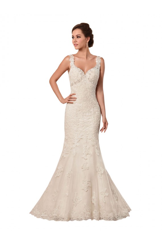 Online Avorio Stile sirena Innamorato Tulle Pizzo Abiti da sposa