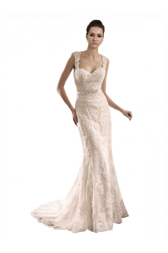 Online Avorio Stile sirena Innamorato Tulle Pizzo Abiti da sposa