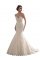 Online Avorio Stile sirena Innamorato Tulle Pizzo Classico Abiti da sposa