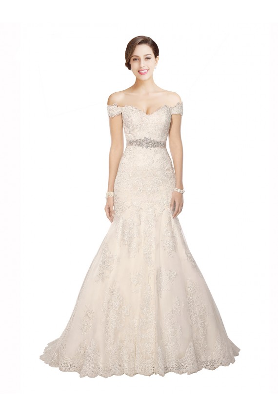 Online Avorio Stile sirena Pizzo Classico Spiaggia Abiti da sposa