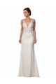 Online Avorio Stile sirena Scollatura a V Pizzo Crespo Elastico Abiti da sposa
