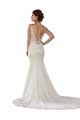 Online Avorio Stile sirena Scollatura a V Pizzo Crespo Elastico Abiti da sposa